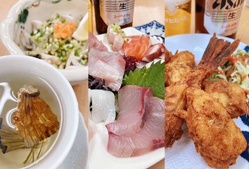 下関 鮮魚 おかもとで ちょい飲み。
